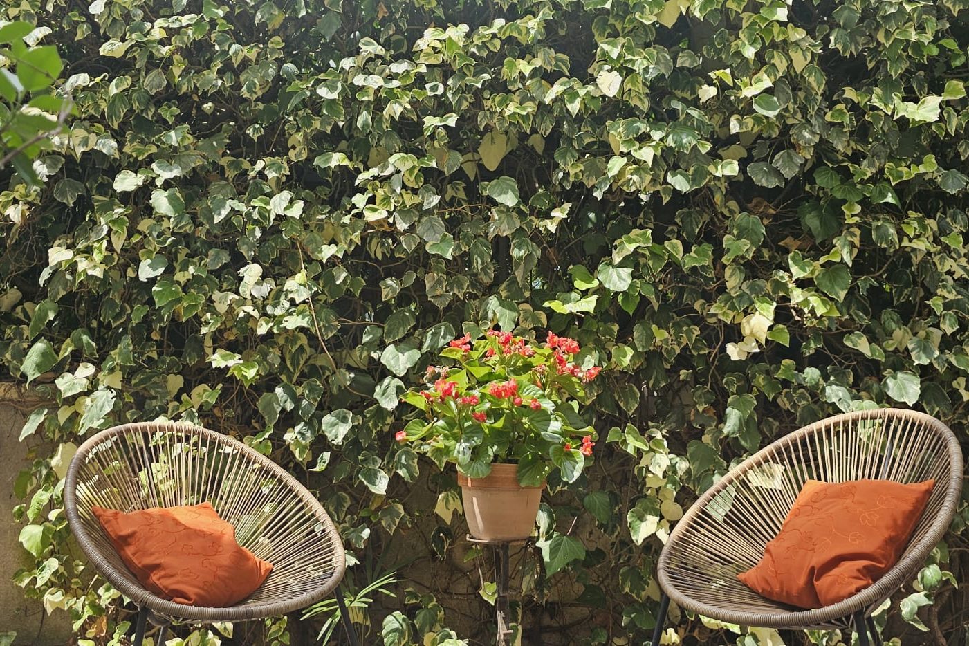 Salottino all'aperto nel giardino del B&B Luci